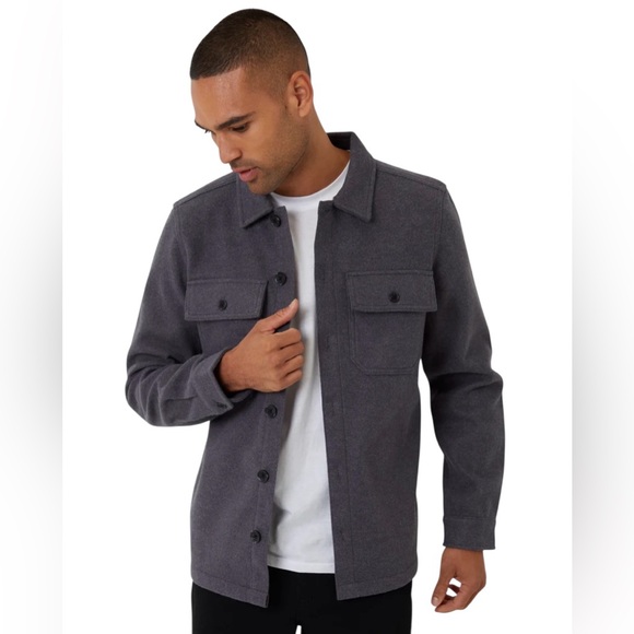 Threadbare Grey Brushed Button Up Shacket Mens Size XL - Picture 2 of 10